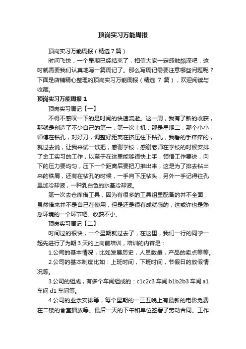 顶岗实习万能周报