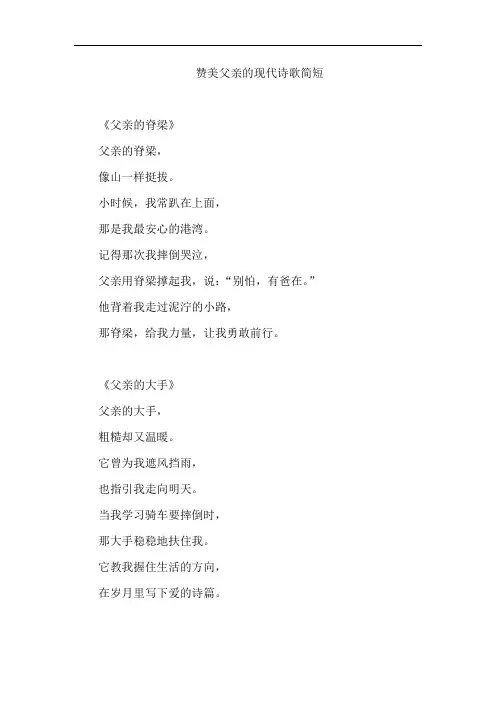 赞美父亲的现代诗歌简短