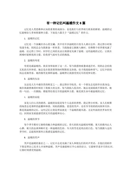有一种记忆叫温暖作文6篇