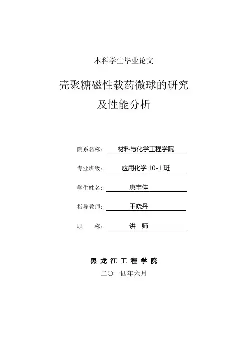壳聚糖磁性载药微球的研究及性能分析讲解