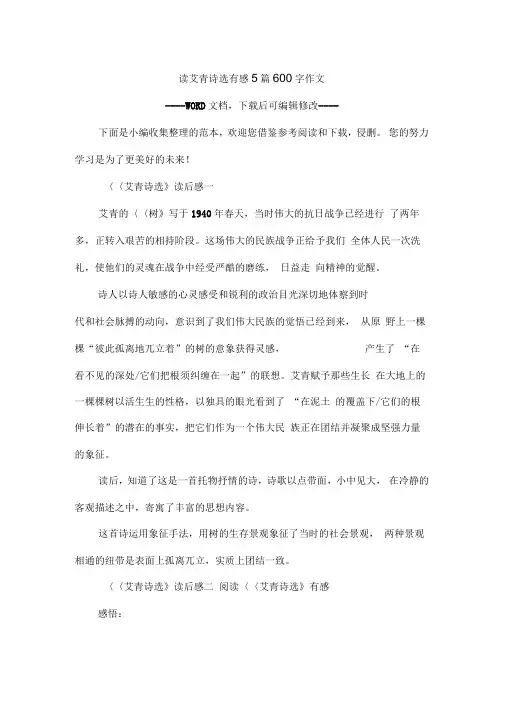 读艾青诗选有感5篇600字作文