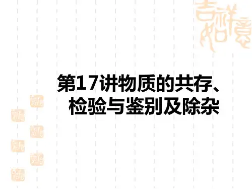 初中中考化学复习讲义课件 中考模块复习 模块五 科学探究 第17讲 物质的共存、检验与鉴别及除杂