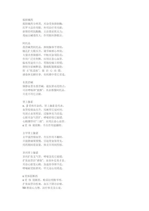 药理重点药专记口诀