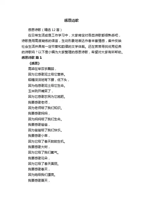 感恩诗歌（精选12首）