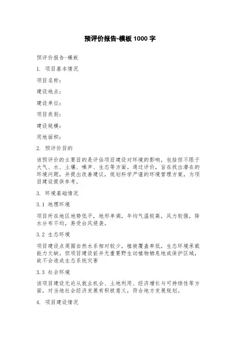 预评价报告模板