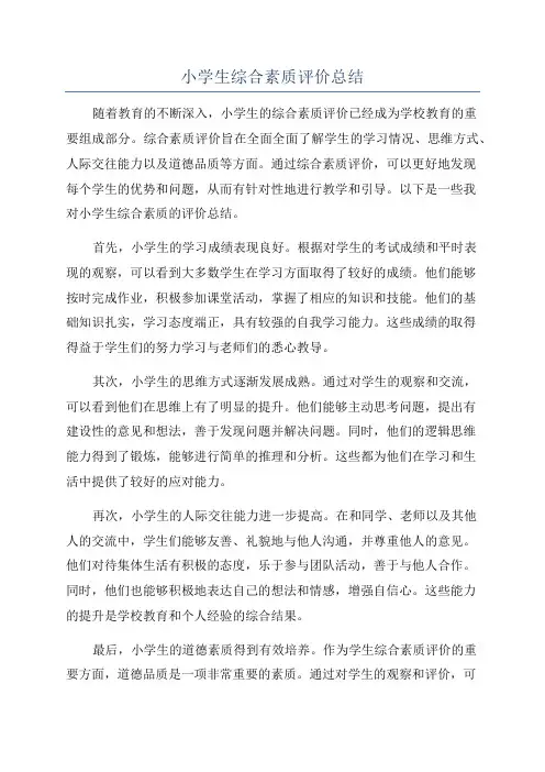 小学生综合素质评价总结