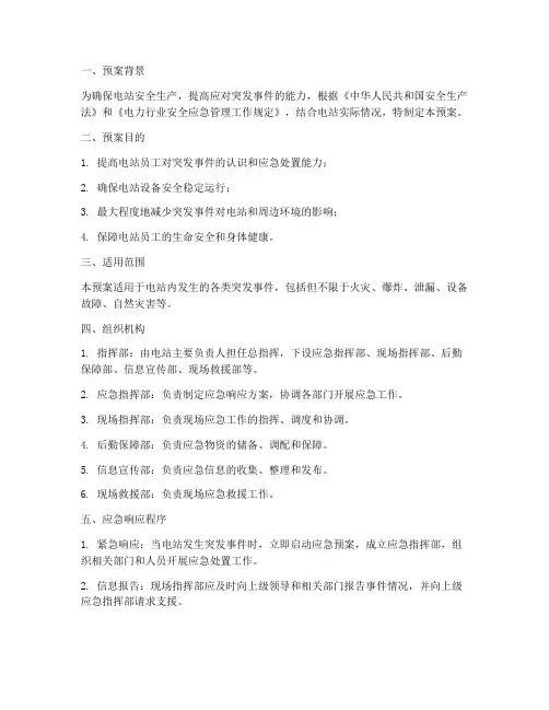 电站安全应急演练预案