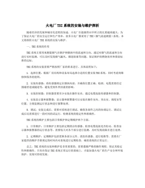 火电厂TSI系统的安装与维护探析