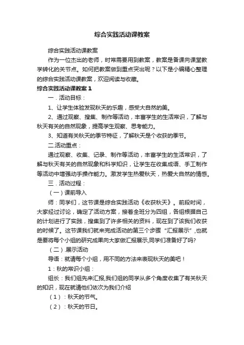 综合实践活动课教案