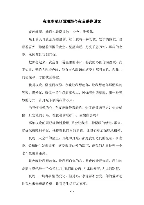 夜晚潮湿地面潮湿今夜我爱你原文