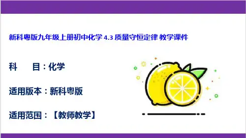 新科粤版九年级上册初中化学 4.3 质量守恒定律 教学课件