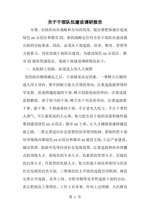 2019年关于干部队伍建设调研报告-范文资料