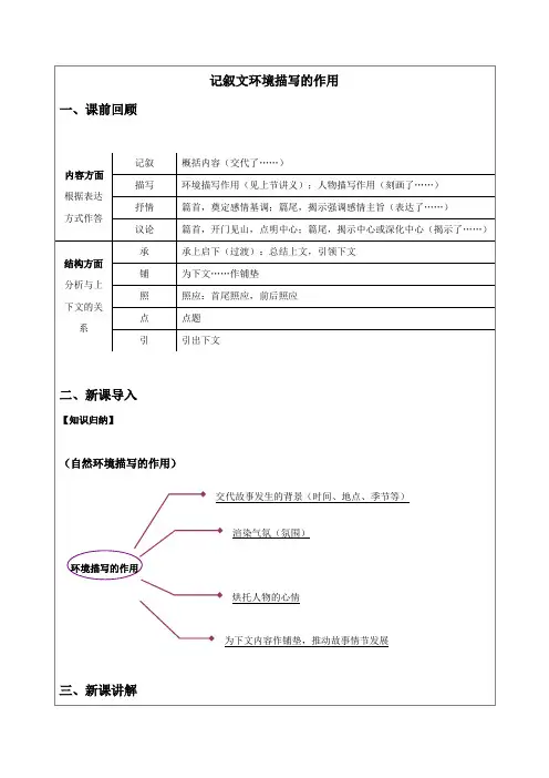 寒假教案5-六年级语文记叙文环境描写的作用