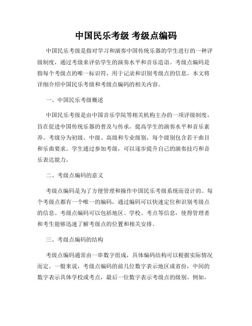 中国民乐考级 考级点编码