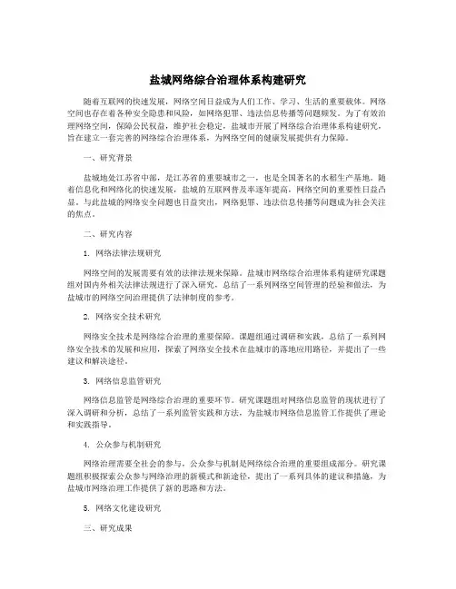 盐城网络综合治理体系构建研究
