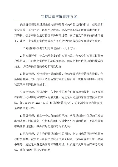 完整版供应链管理方案