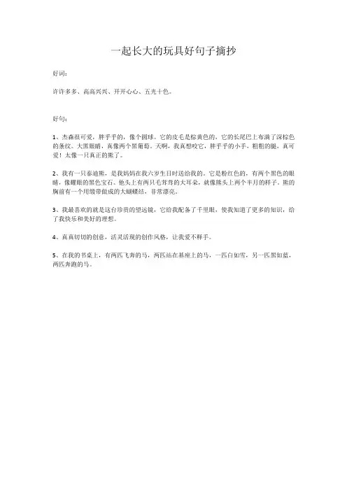 一起长大的玩具好句子摘抄