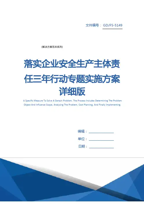 落实企业安全生产主体责任三年行动专题实施方案详细版
