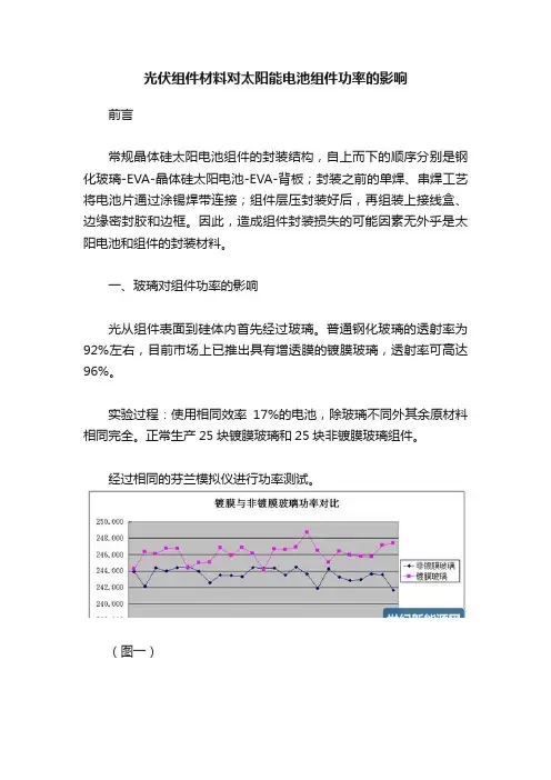 光伏组件材料对太阳能电池组件功率的影响