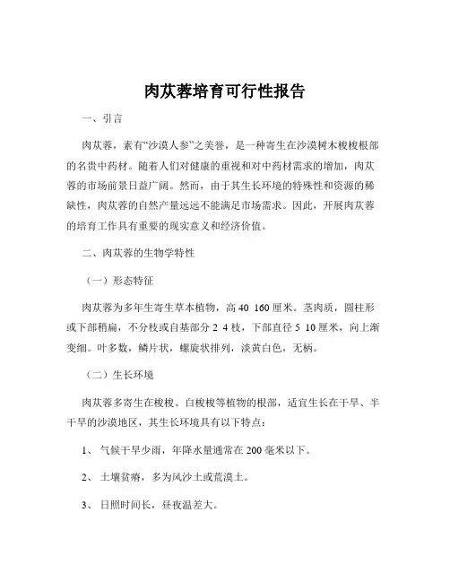 肉苁蓉培育可行性报告