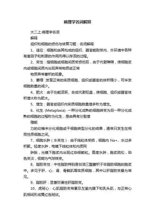 病理学名词解释