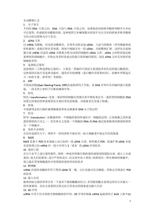 名词解释汇总(带答案)