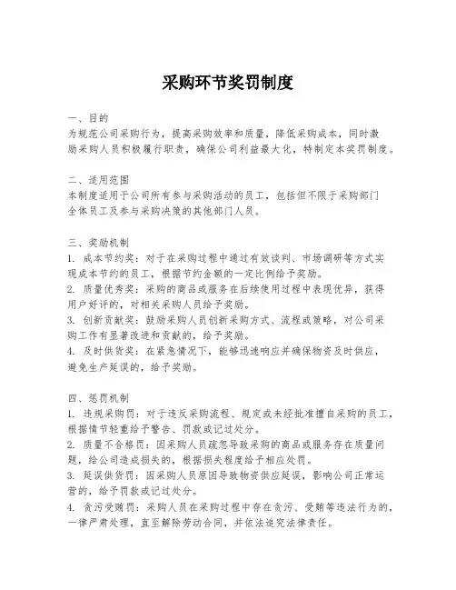 采购环节奖罚制度