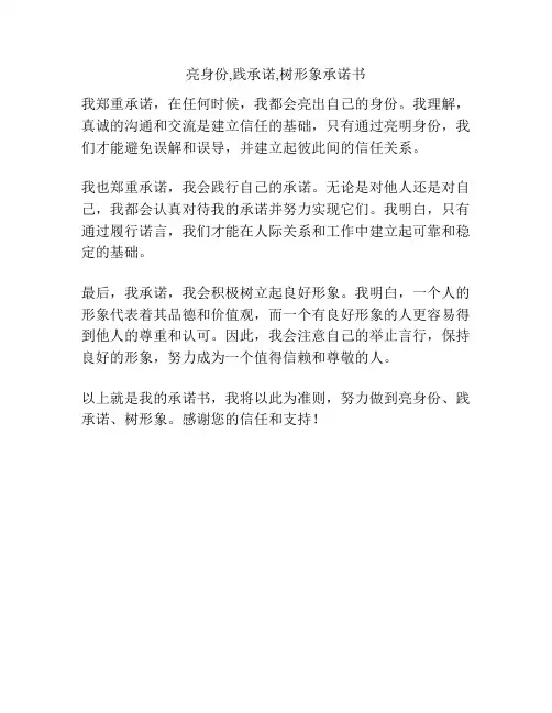亮身份,践承诺,树形象承诺书