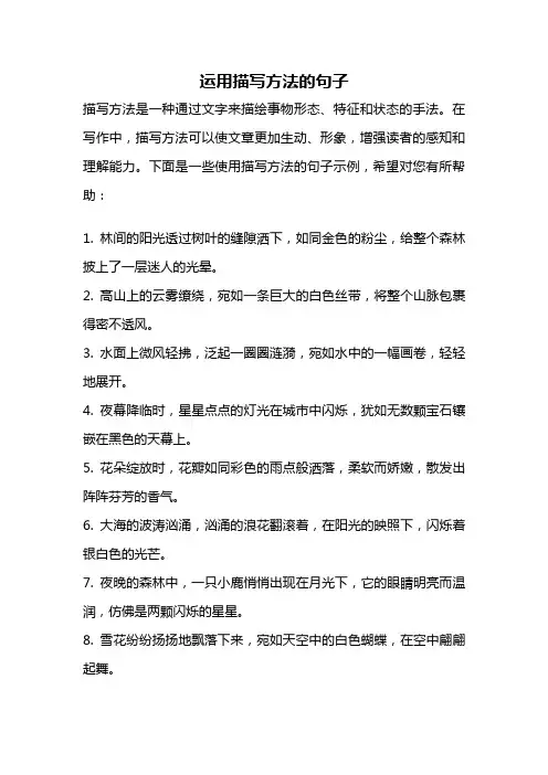 运用描写方法的句子