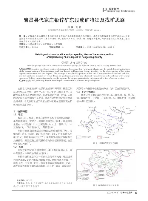 宕昌县代家庄铅锌矿东段成矿特征及找矿思路