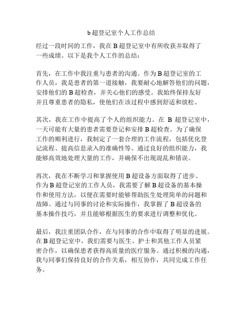 b超登记室个人工作总结
