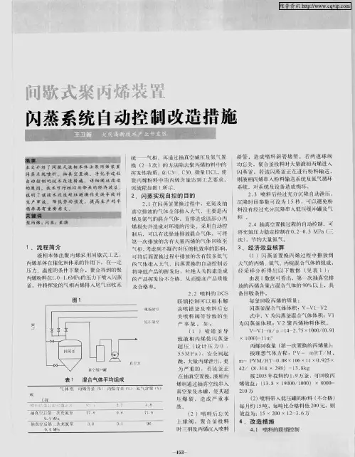 间歇式聚丙烯装置闪蒸系统自动控制改造措施