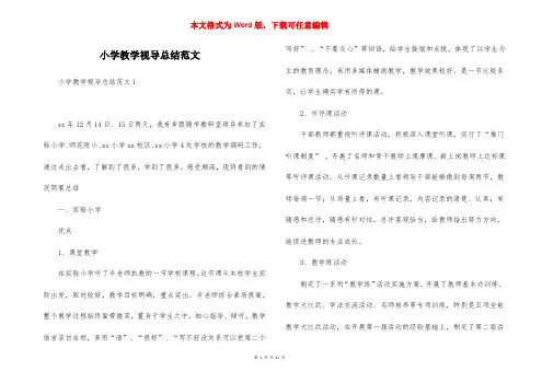 小学教学视导总结范文
