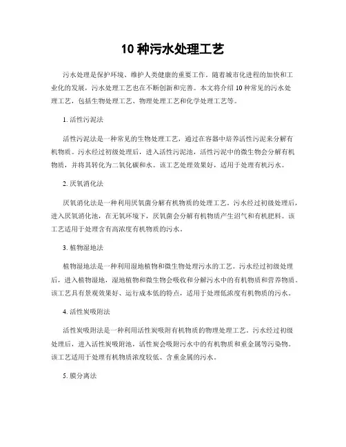 10种污水处理工艺