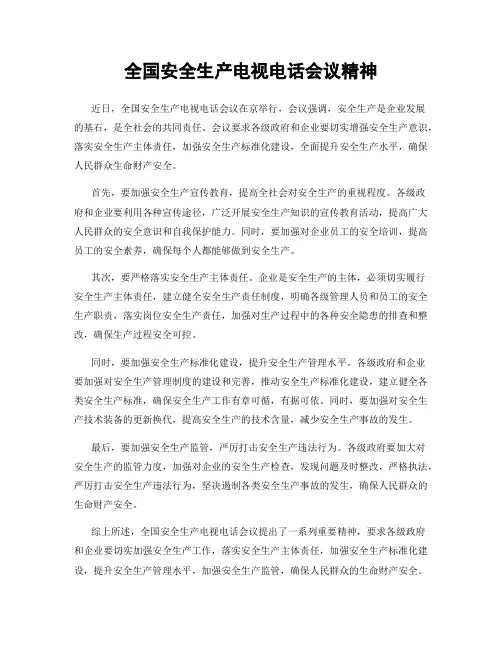 全国安全生产电视电话会议精神