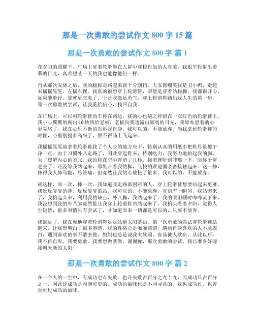 那是一次勇敢的尝试作文800字15篇