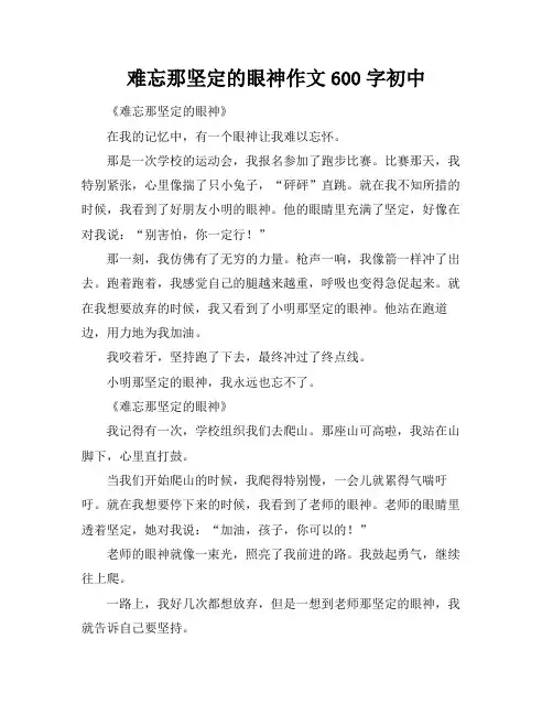 难忘那坚定的眼神作文600字初中