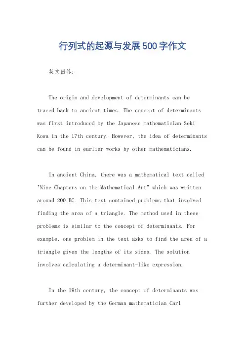 行列式的起源与发展500字作文