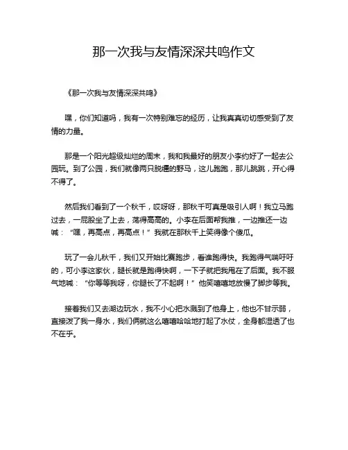 那一次我与友情深深共鸣作文