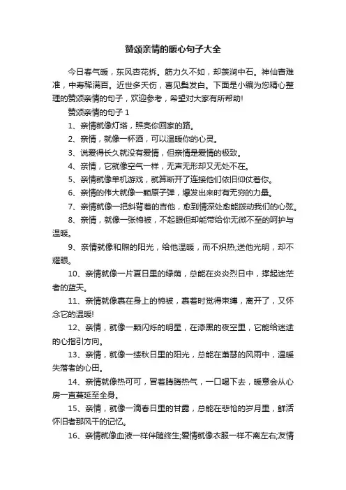 赞颂亲情的暖心句子大全
