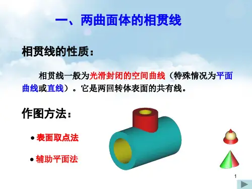 工程制图之求两正交圆柱相贯线的投影教学课件