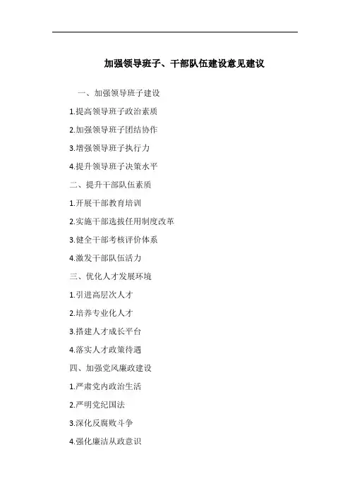 加强领导班子、干部队伍建设意见建议