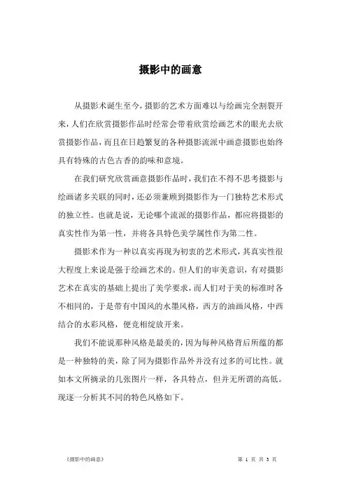 摄影中的画意