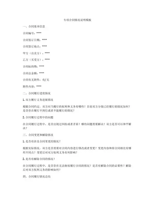 专项合同情况说明模板