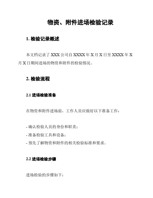 物资、附件进场检验记录