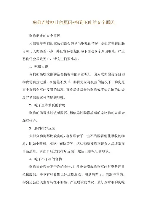 狗狗连续呕吐的原因-狗狗呕吐的5个原因