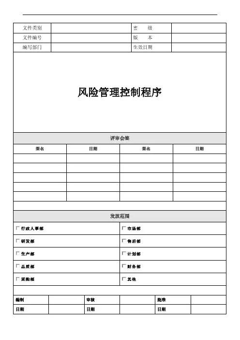 风险 管理 控制 程序