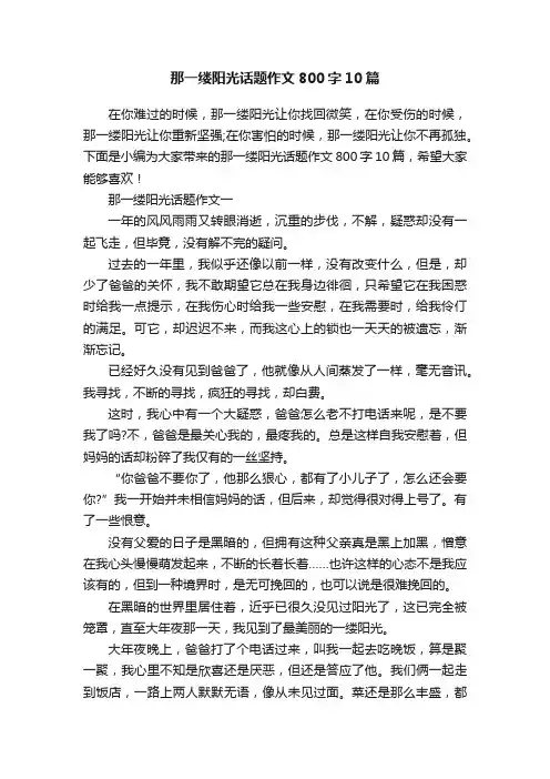 那一缕阳光话题作文800字10篇