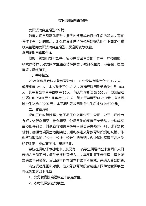 贫困资助自查报告