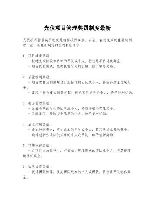 光伏项目管理奖罚制度最新